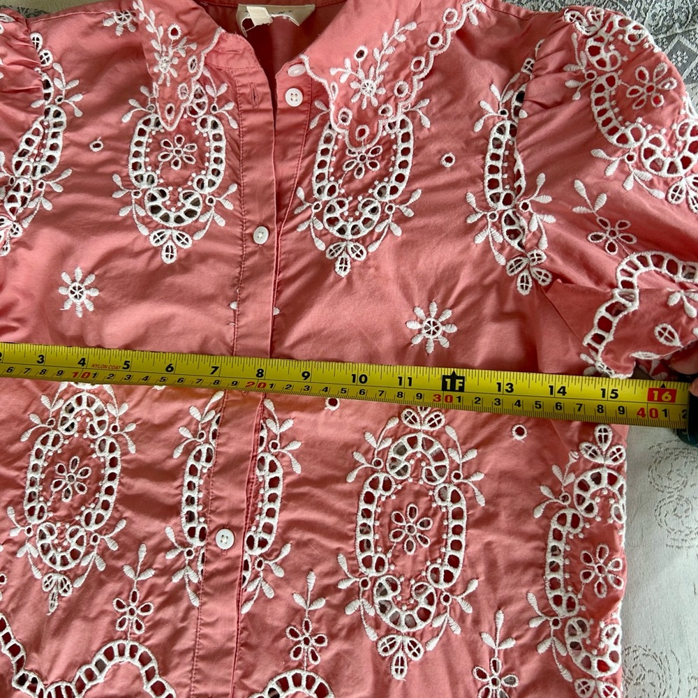🩷 Sézane Elvira Ecru Pink Scalloped Blouse - Picture 9 of 9